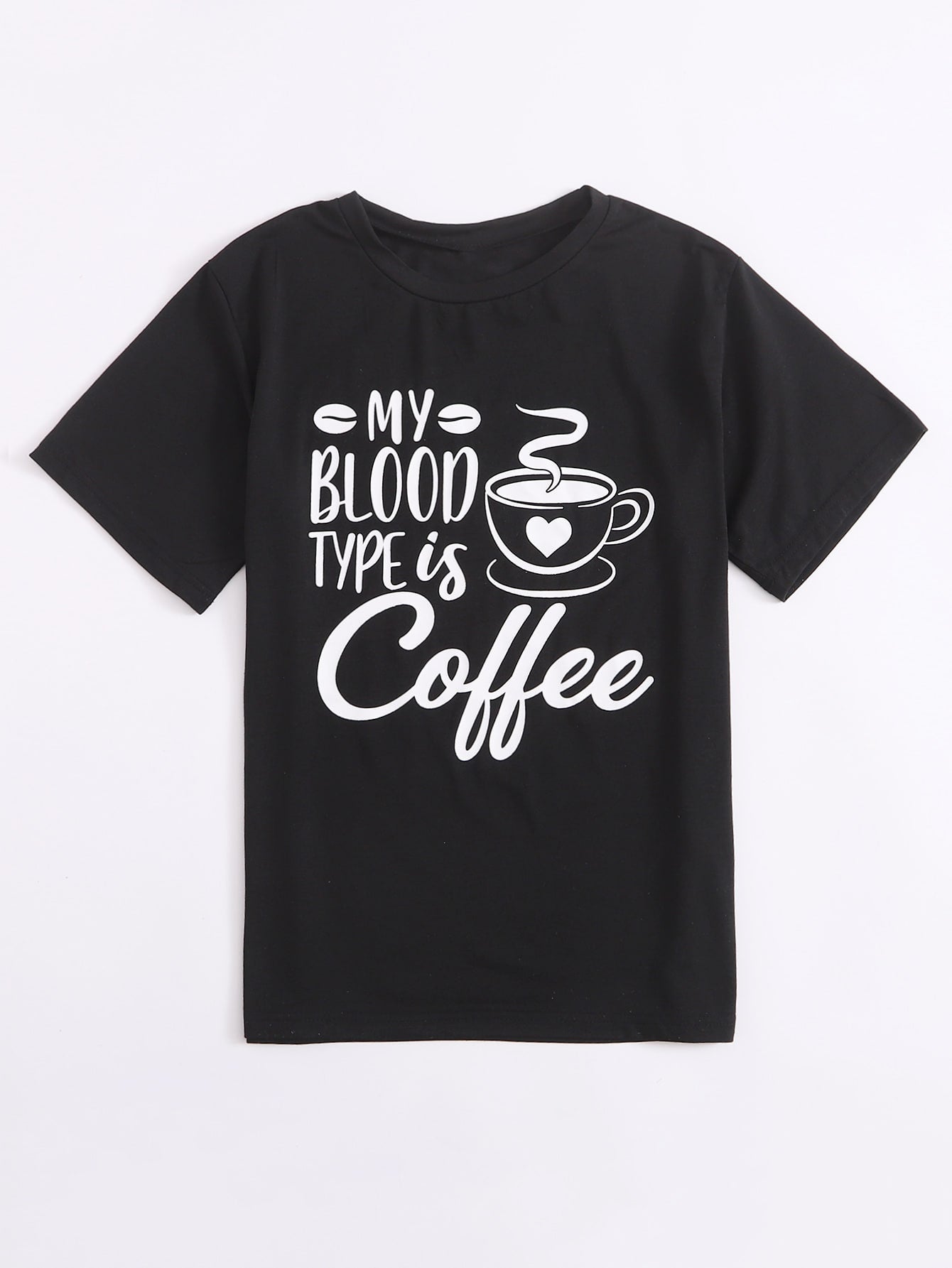Slogan And Coffee Cup Graphic Tee