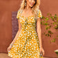 Daisy Floral Print Sweetheart Neck Peekaboo Back Dress