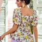 Allover Floral Shirred Peplum Blouse