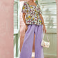 Allover Floral Shirred Peplum Blouse