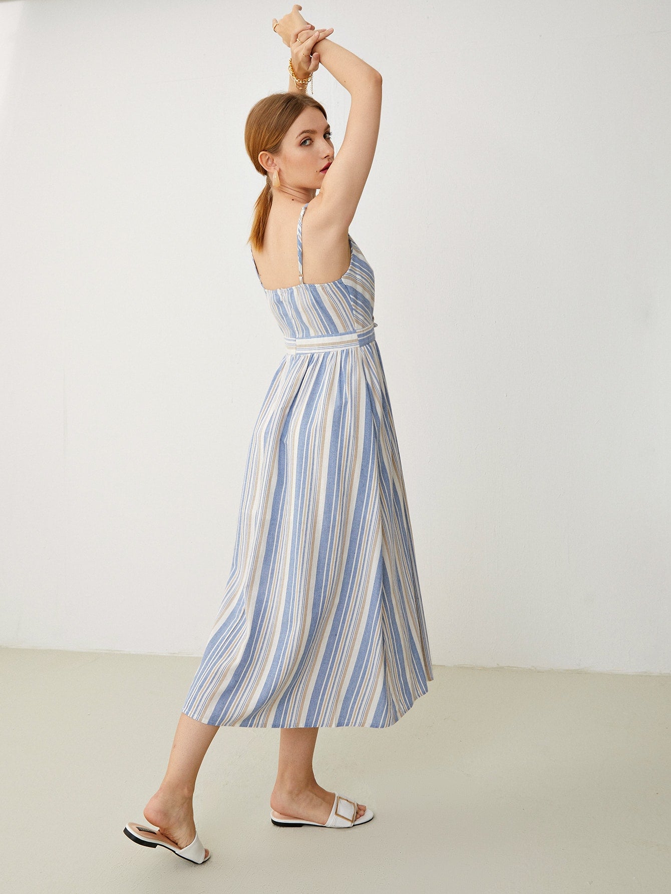 Knot Front Striped Cami Dress