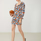 Flounce Sleeve Gathered Front Floral Dress
