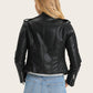 Solid PU Leather Moto Jacket