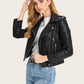 Solid PU Leather Moto Jacket