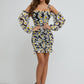 Cold Shoulder Ruched Daisy Floral Dress