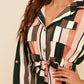 Colorful Stripe Drawstring Waist Shirt Dress