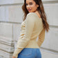 Button Front Ribbed Knit Sweater