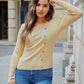 Button Front Ribbed Knit Sweater