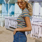 Striped Colorblock Crop Tee