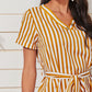 Vertical Striped Self Tie Fitted Dress