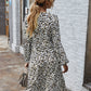 Leopard Notched Neck Knot Button Front Dress