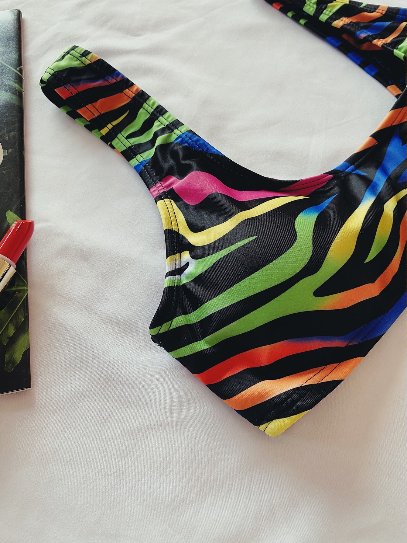 Graphic Print Thong Bikini Swimsuit