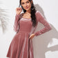 Square Neck Flared Velvet Dress