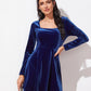 Square Neck Flared Velvet Dress
