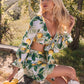 Lemon and Tropical Print Tie Front Top and Skirt Set
