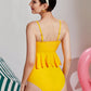 Ruffle Hem High Waisted Bikini Swimsuit