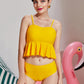 Ruffle Hem High Waisted Bikini Swimsuit