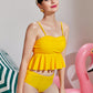 Ruffle Hem High Waisted Bikini Swimsuit