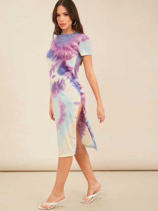 Split Thigh Tie Dye Dress