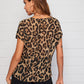 V-cut Front Batwing Sleeve Leopard Top