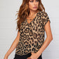V-cut Front Batwing Sleeve Leopard Top