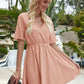 Surplice Front Solid A-line Dress