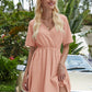 Surplice Front Solid A-line Dress
