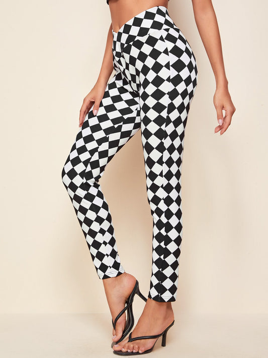 Houndstooth High-Rise Skinny Pants