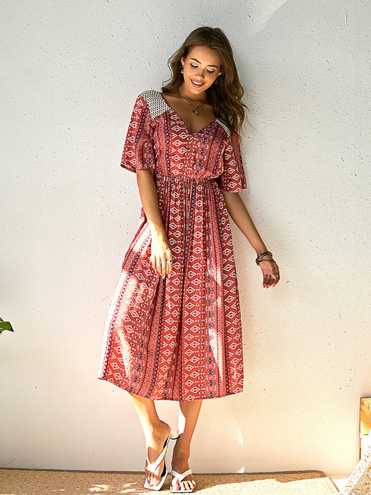 Tie Back Tribal Print Dress