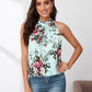 Mock-Neck Gathered Front Floral Top