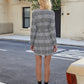 Surplice Neck Plaid Belted Fitted Dress