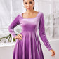 Square Neck Flared Velvet Dress