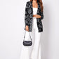 Notched Collar Buttoned Front Dragon Print Blazer