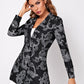 Notched Collar Buttoned Front Dragon Print Blazer