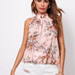 Mock-Neck Gathered Front Floral Top