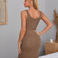 Button Front Rib-Knit Bodycon Dress