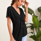 Solid Twist Front Asymmetrical Tee