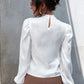 Mock-neck Bishop Sleeve Top