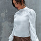 Mock-neck Bishop Sleeve Top