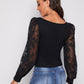 Sweetheart Neck Appliques Sleeve Ruched Front Top