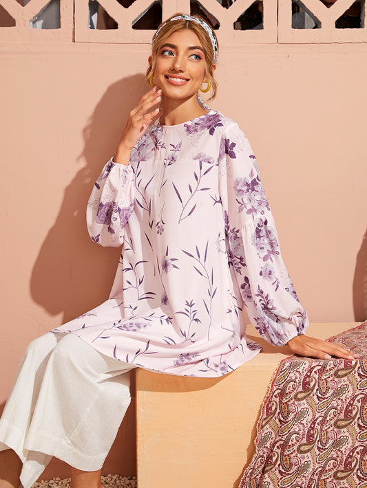 Floral Print Tunic Blouse