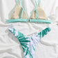 Plant Print Triangle High Leg Bikini Swimsuit