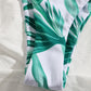 Plant Print Triangle High Leg Bikini Swimsuit