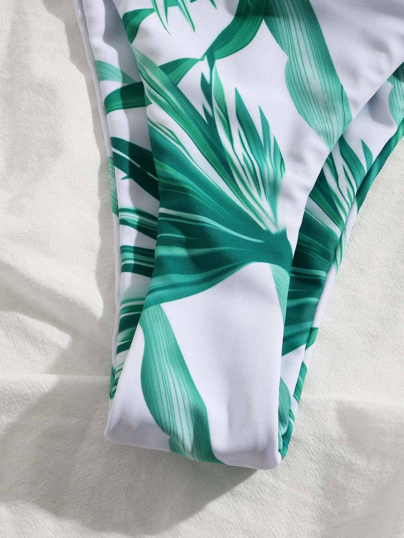 Plant Print Triangle High Leg Bikini Swimsuit