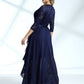 Miusol Lace Bodice Ruffle Trim Wrap Prom Dress