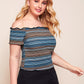 Plus Lettuce Edge Striped Bardot Top