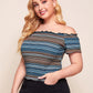 Plus Lettuce Edge Striped Bardot Top