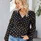 Gold Print Ruched Blouse
