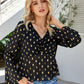 Gold Print Ruched Blouse