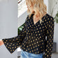 Gold Print Ruched Blouse